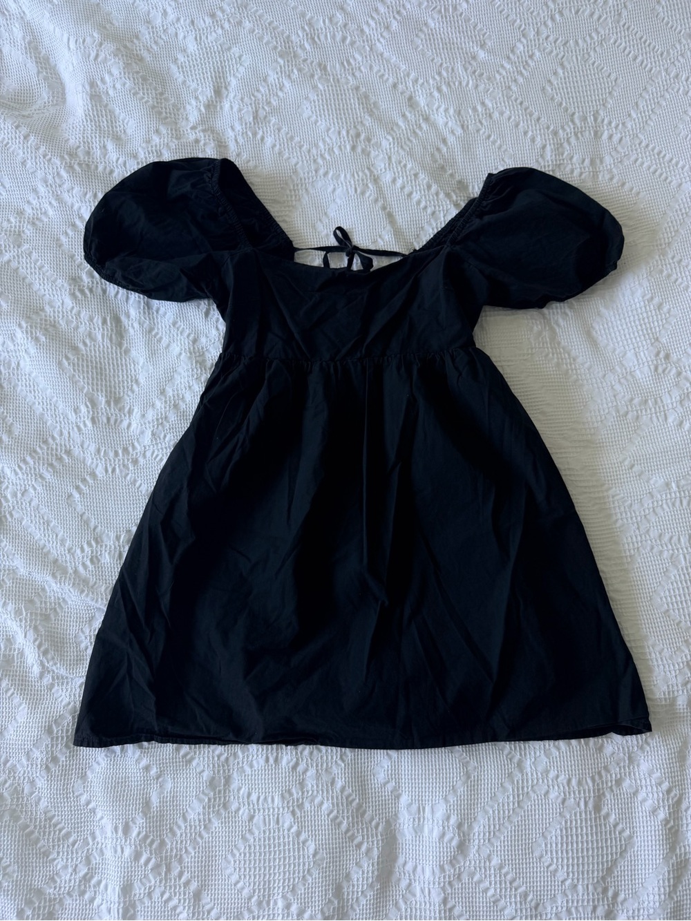 Black Puff-Sleeve Mini Dress